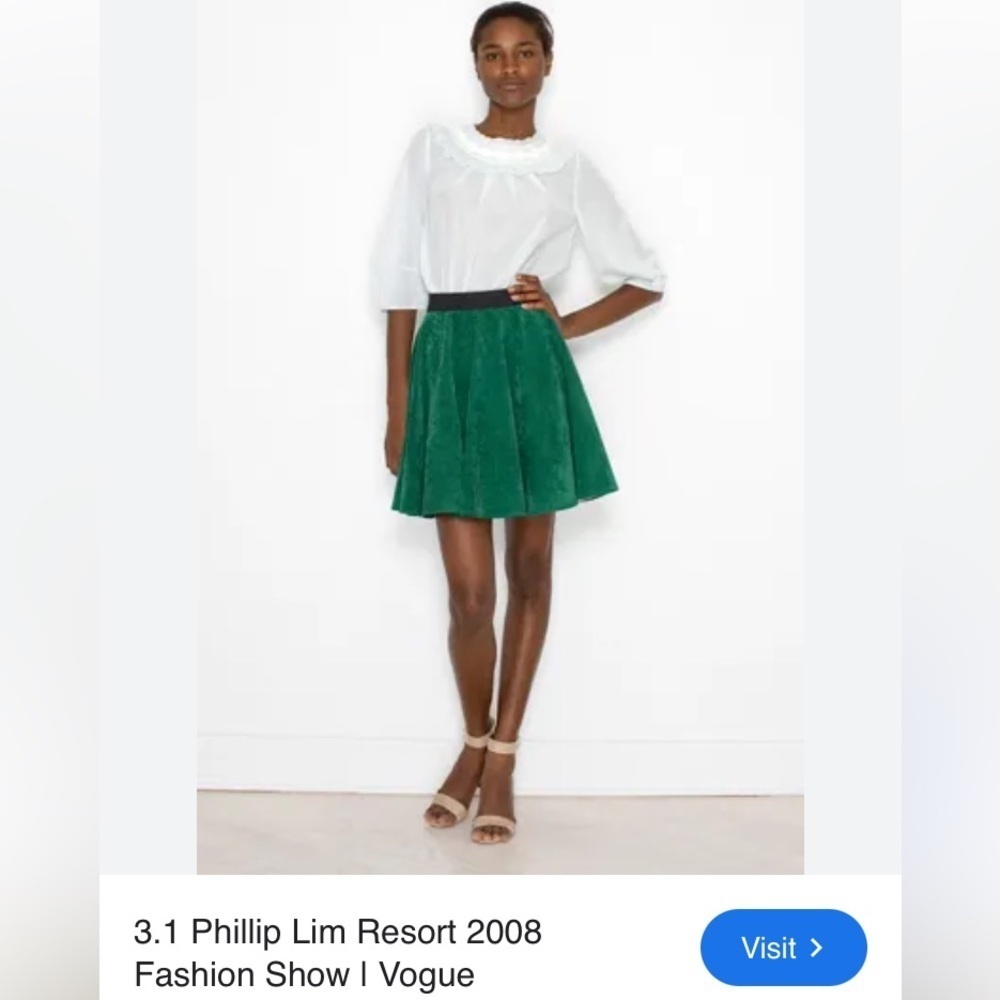 3.1 Phillip Lim Forest Green Suede Skirt Silk Lined Italian Hardware Embroidered - Picture 11 of 14